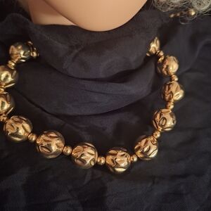 Chunky Gold Ball Choker Necklace ROGET TM EDGY Modernist CUFF VIXON 80s